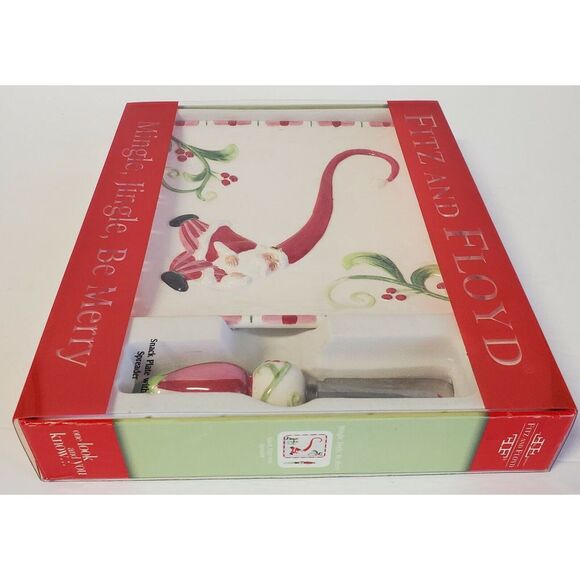 Fitz & Floyd Mingle, Jingle, Be Merry 6" Snack Plate and Spreader 2006 NEW - Picture 6 of 9